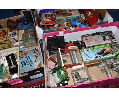 A QUANTITY OF ASSORTED TOYS, to include Welsotoys plastic Esso Garage construction kit, assorted incomplete model aircraft en