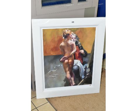 ROBERT LENKIEWICZ (BRITISH 1941-2002) 'THE PAINTER WITH PAULA' self-portrait with model, limited edition print on paper, facs