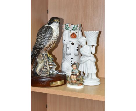A GROUP OF CERAMICS, comprising a Royal Doulton limited edition Peregrine Falcon HN3541, numbered to base 932/2500, with wood