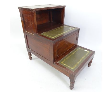 An Antique stained wood step commode, 70cm x 67cm x 46cm 