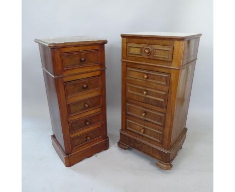 2 similar marble-top pot cupboards, with 3 fitted drawers, largest 42cm x 82cm x 38cmProbably mid-20th century. 