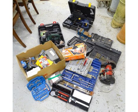 Various hand tools, to include Parkside electrical planer, McAlpine rotary hammer, vice etc 