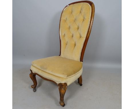 A Victorian mahogany and upholstered button-back nursing chair 