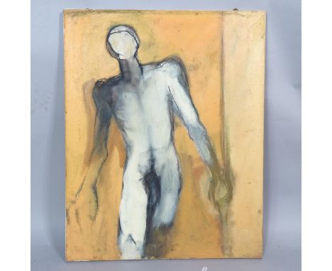 Amie Bolissian, mid-century oil on canvas, portrait study nude figure, 76cm x 61cm, unframed 