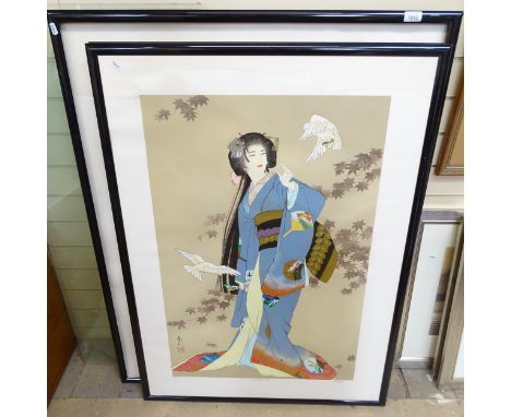 Morito Haruyo, 4 limited edition serigraph prints, "women in kimonos", all framed 