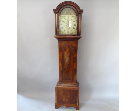 ORANGE LEMMON, BATTLE - an early 19th century 8-day longcase clock, with 12" arch-top painted dial and 2 subsidiary dials, wi