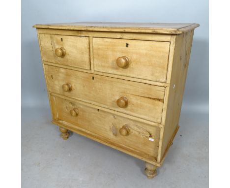 A Victorian pine chest of 2 short and 2 long drawers, 84cm x 82cm x 45cm 