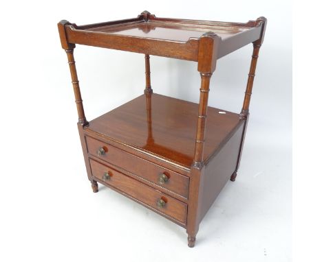 A reproduction mahogany lamp table, with 2 fitted drawers, 48cm x 66cm x 42cm 