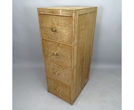 A mid-century pine filing chest of 4 drawers, 49cm x 131cm x 68cm 