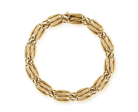 A GOLD BRACELET, the fancy-link chain, with security chain, assay marks present, total gross weight approx. 26.60g, length 20