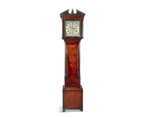 A LATE GEORGE III INLAID MAHOGANY LONGCASE CLOCK,with broken pediment above a brass and streel dial inscribed Charles Hull of