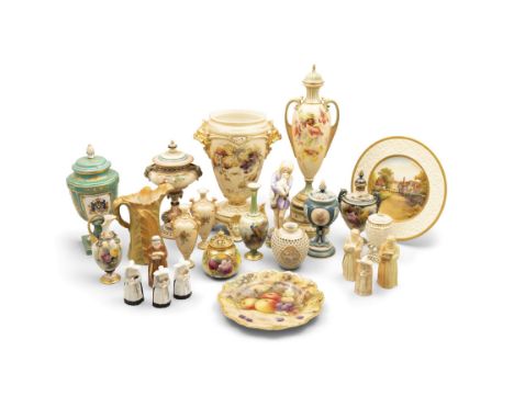 A LARGE COLLECTION OF ROYAL WORCESTER PORCELAIN C.188O-1900c.24 pieces