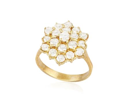 A DIAMOND DRESS RING, set throughout with brilliant-cut diamonds within claw-setting, mounted in 18K gold, ring size OConditi