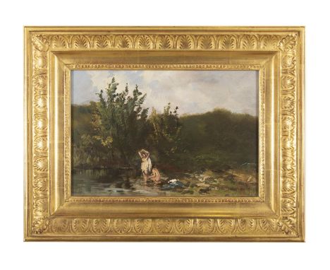 MAX HEICHELE (1890 - 1979)The BathersOil on panel 21 x 31cmSigned and dated (19)'26