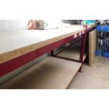 3 Boltless Metal Framed Benches with Chipboard Tops & Undershelves; (Location: Bushey. Please