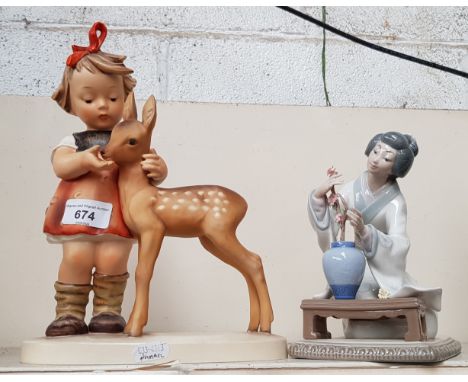 Very large and unusual Hummel figurine - ‘Friends’ (no. 136).  Height approx. 28cm (11inches), produced between 1960 and 1972