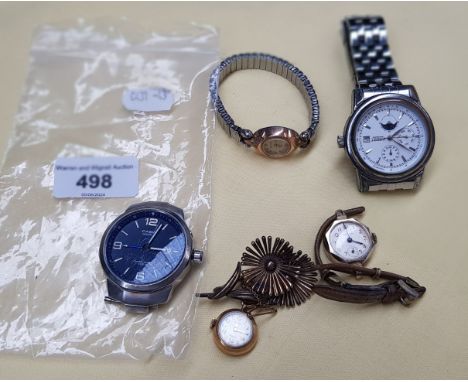 A mixed lot of ladies and gents watches including Ascot Automatic, Casio, ladies brooch watch, etc, five in total.