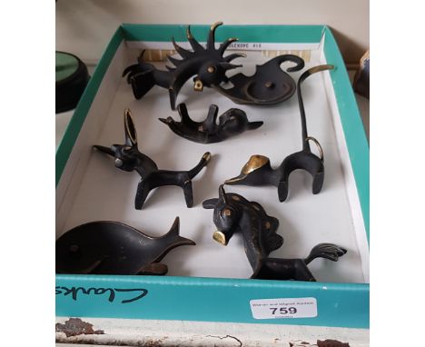 Seven Walter Bosse style bronze animals.
