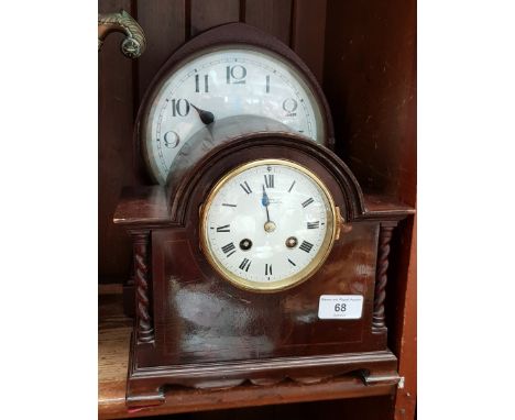 An Edwardian inlaid mantel clock, the dial signed Maple &amp; Co, and another mantel bracket clock. 