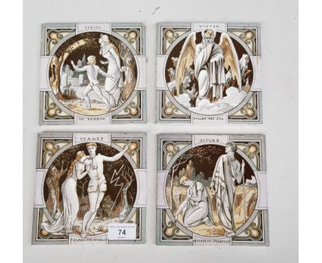 A set of four Mintons Four Seasons tiles by John Moyr Smith. 