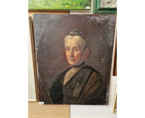19th century school, oil on canvas, portrait of a woman, 56cm x 68cm, unframed. 