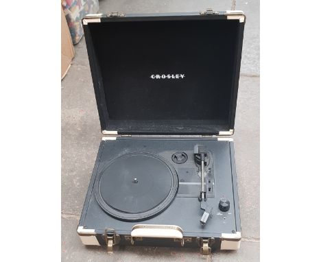 A Crosley portable record player. 