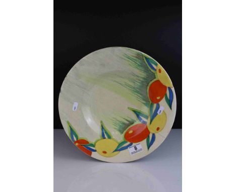 Clarice Cliff Bizarre ' Delecia Citrus ' pattern Wall Charger, 33cms diameter (a/f) 