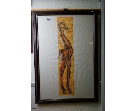 Lucy Strachan, a 20th century lithograph surrealist study entitled 'The Artist As A Young Horse,' signed and dated 