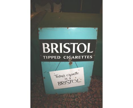 ENAMEL SIGN - BRISTOL CIGARETTES an enamel sign for British Tipped Cigarettes, Today's Cigarette is a Bristol. 91 by 61cms.
