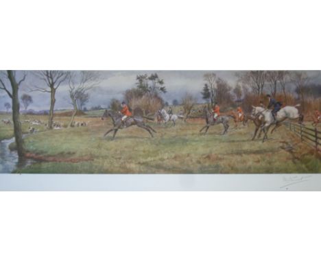 AFTER FRANK ALGERNON STEWART THE MEYNELL, AWAY FROM PEAT MOSS COVERT Colour print, published by Vicars Bros, 1933, with blind