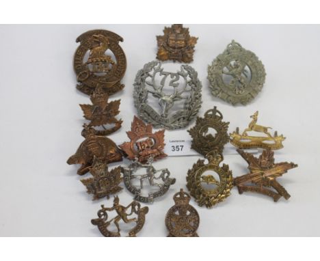 CANADIAN ARMY CAP BADGES. (15) Canadian Regiment cap badges including 43rd Cameron Highlanders of Canada, 48th Highlanders (1