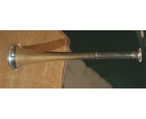 HUNTING HORN - 1855 a silver plated horn inscribed Vincent Stuckey, Langport Harriers 1855. Made by Shipley Maker, 181 Regent