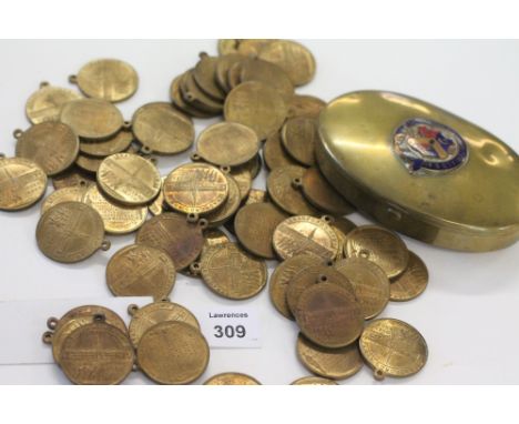 BRASS BRADFORD'S ARMY MEDALS etc A quantity of over 60 medals produced to honour the 26,000+ men who went to war, 1914 onward