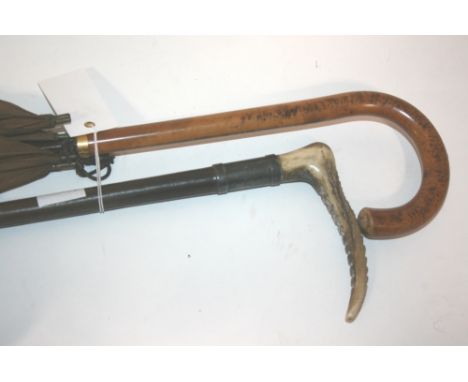 SWAINE & ADENEY RIDING CROP a silver mounted riding crop with leather shaft, marked Swaine and with a button. Also with a woo