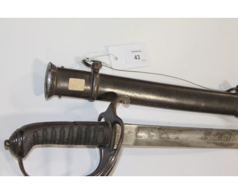 A VICTORIAN OFFICERS SWORD. An 1821 pattern Light Cavalry officers sword with three bar hilt. Clean 35" slightly curved blade