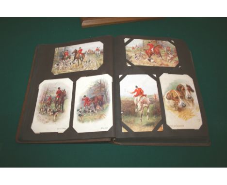 POSTCARD ALBUM - HUNTING an album with a large qty of hunting related postcards, some on Greeting and Christmas Cards.