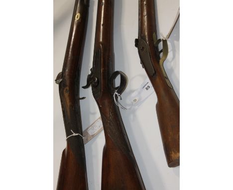 THREE PERCUSSION SPORTING GUNS. Three Percussion sporting guns in need of repair/renovation. The first is marked W Parker a s
