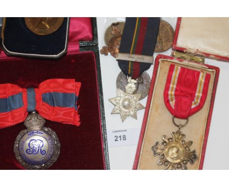 VARIOUS MEDALS & AWARDS. Royal Marine medal with SMG 1973 on the bar, 5th and 8th Army medallions. Cased QE11 Special Constab