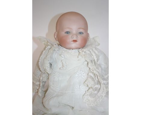 ARMAND MARSEILLE DOLL - CLOSED MOUTH Model 341, with weighted blue eyes and closed mouth. Marked, AM, Germany, 341/8. 19ins (