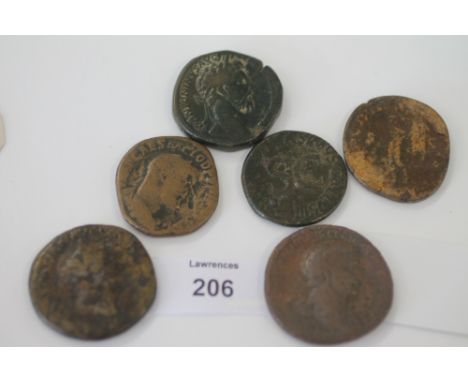 A SESTERTIUS . Legend appears to read CAES M CLODIUS PUPIENUS AVG. Reverse has Victory standing with shield VICTORIA AVG. 16.