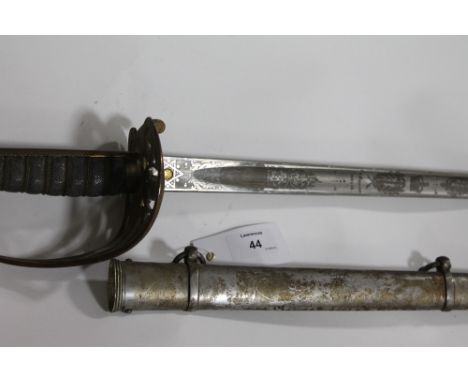 AN R A M C OFFICERS SWORD. An Edward V11 Royal Army Medical Corps officers sword, with very clean 32.1/2" straight tapering b