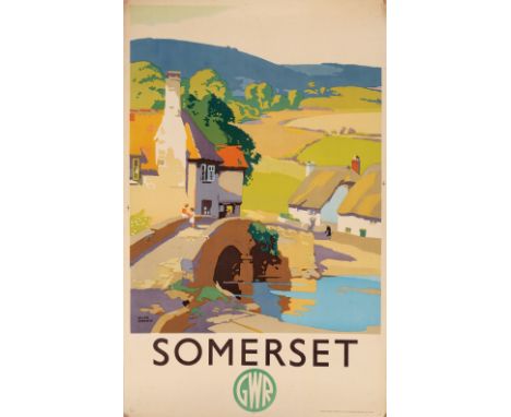 VINTAGE GWR SOMERSET RAILWAY POSTER - ALLERFORD a wonderful GWR poster of the Pack Horse Bridge, Allerford, designed by Frank