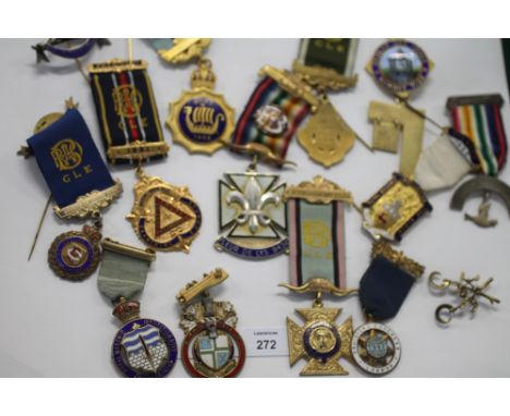 MASONIC AWARDS & MEDALS. (12) Primo , President, Steward etc in enamel, silver, silver gilt and base metal issue. Including a