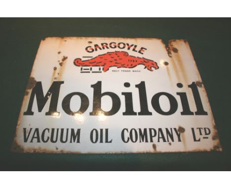 ENAMEL SIGN - MOBILOIL an enamel sign for Gargoyle Mobiloil, Vacuum Oil Company Ltd. 61 by 48cms.