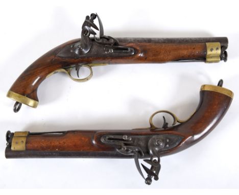 A BRACE OF FLINTLOCK MILITARY PISTOLS. With East India Company marks for the Nazim of Hyderabads Bodyguard C1820. English Pro