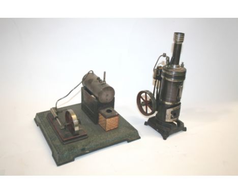 MODEL STEAM ENGINES - GEBRUDER BING including a vertical model engine by Gerbruder Bing, and another model steam engine on a 