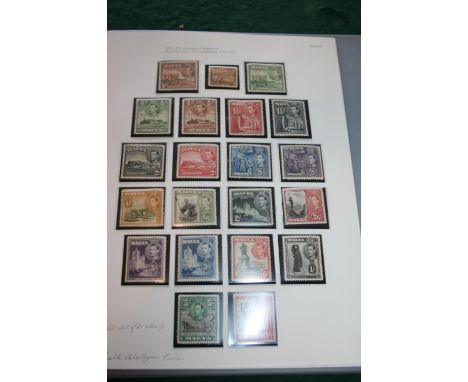 MALTA STAMP ALBUM an album of mint Maltese stamps from Queen Victoria onwards, including Victorian Shilling 1886, Edward VIII