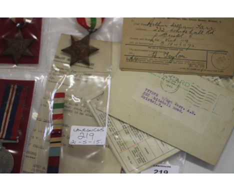THE MEDALS & PAPERWORK OF Sgt  A W TARR RA. No 777578 Sgt Tarr of the Fifth Medium Regt Royal Artillery, was awarded the 1939