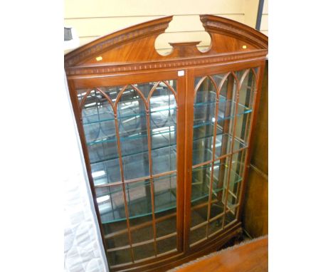 Excellent quality reproduction multi-shelf bow fronted glazed display cabinet