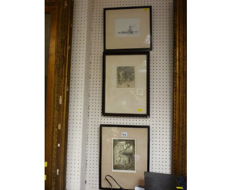 Three vintage prints including maritime scene